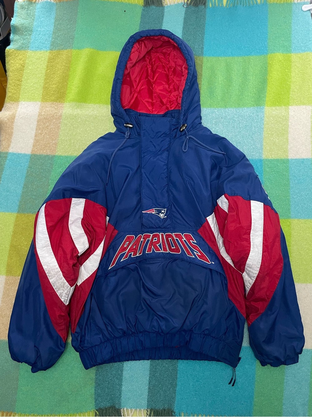Vintage Starter Pro Line New England Patriots Football Half Zip Puffer Jacket L